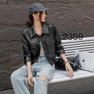 海衣宁秋冬季新款绵羊皮皮克女休闲宽2359-W3松皮夹绵外套女羊皮