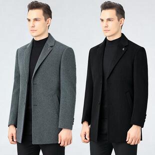 冬装新款男士双面呢时羊毛大衣中款尚气羽绒8867-M内胆帅毛呢西服