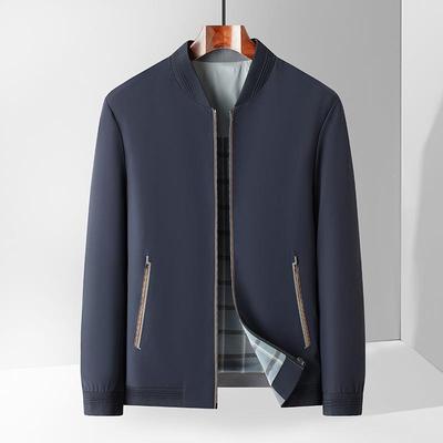 立领夹爸克男时中8816-PP年纯色休闲外套爸装秋季商尚务轻棒球领