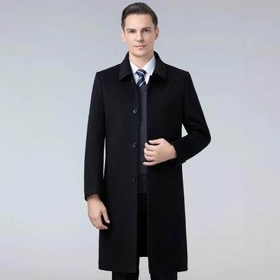 羊大衣男中长翻领中年羊毛款呢子商务休冬季8808厚款闲羽绒绒内胆