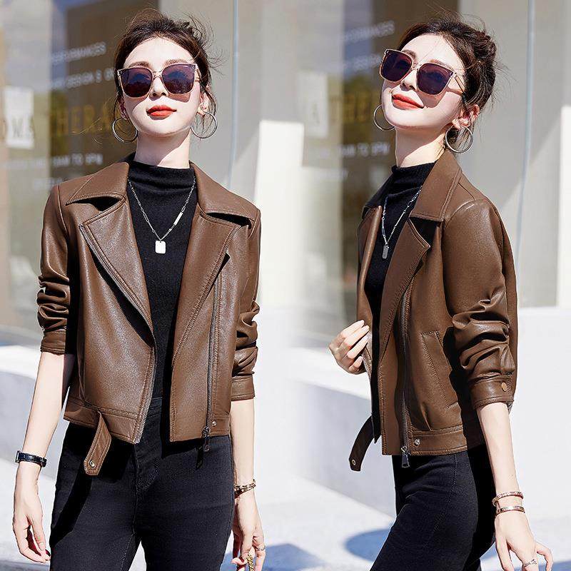 33822皮欧站衣外套春季新洲时尚休闲款宽松显瘦大翻领绵羊皮皮夹,女装/女士精品,皮衣,淘宝优惠券,粉丝福利购,淘宝优惠卷