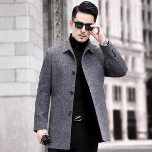 羊 双面羊大衣男绒端中年厚翻领白高鸭加绒风衣中长款 Y2207 PP冬季