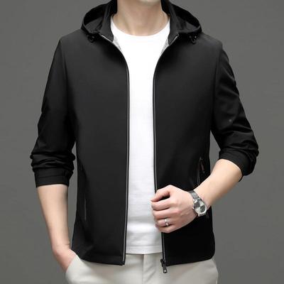 大秋牌男装季新款连帽夹男闲宽松上衣轻商2321克务男士茄休克外套