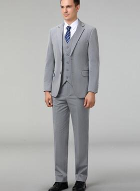 高英伦2319风西装套男中年商务职业正装羊休闲毛料西服三装件套男