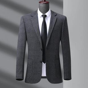 新款马8812逊亚外大码西单休闲西服贸秋冬男士格子西装毛呢外套