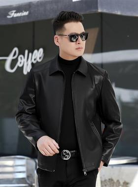 秋冬新款男士海宁夹克皮衣外套商务休闲男洗86885-F装季绵皮水羊