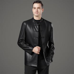 皮衣新中式 经典 国风中年柜爸爸立领男休闲真1919 高端季 专秋冬新款