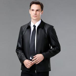 衣皮夹克绵羊皮皮厚爸爸8116 真皮秋冬男士 811中年宽松翻领 款 新款