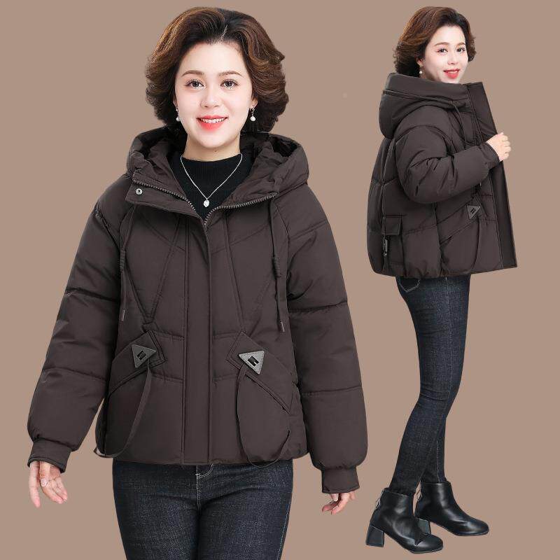 帽中老年30-8616季女式棉服女款冬新时尚洋气减龄妈妈款款棉衣连