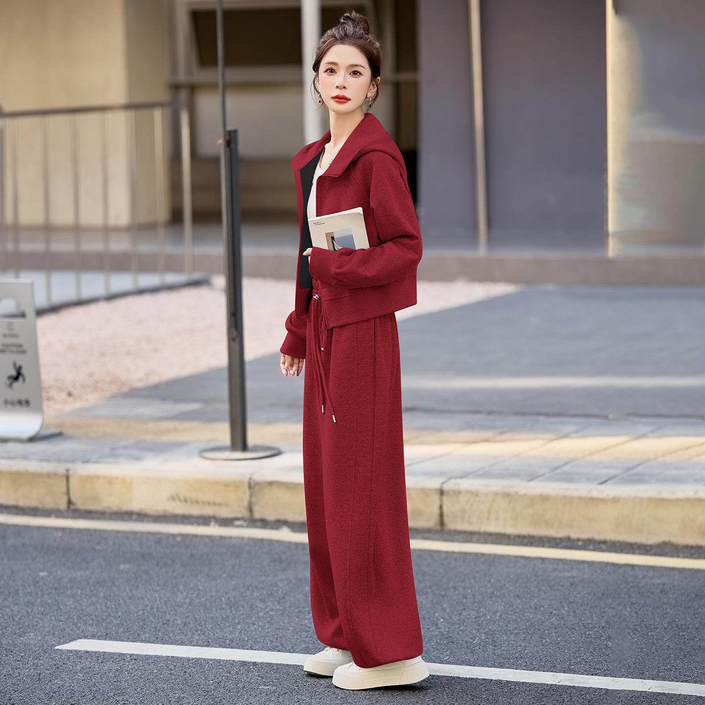 套装女春新款瘦时尚连WW6610-0个帽卫衣宽松显小子休闲裤件两套