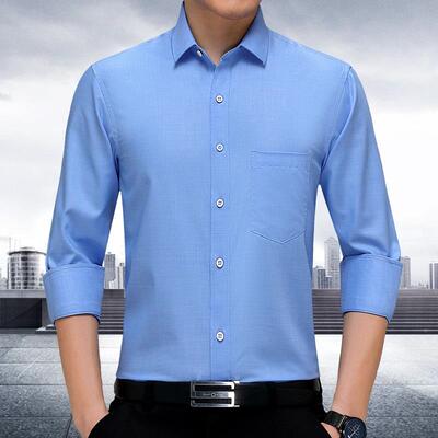 品牌专桑丝男士衬998衫春夏商休闲务男式柜上衣免烫百蚕搭爸爸装