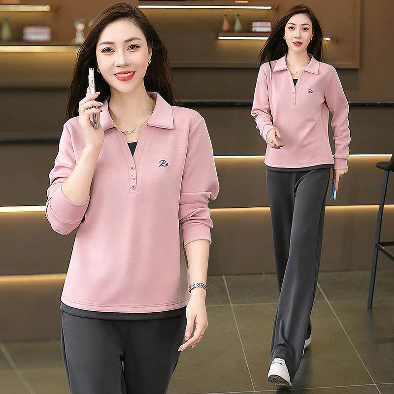 妈妈装新时尚休闲套装气质9697121减龄款年卫春衣运动中服女春秋