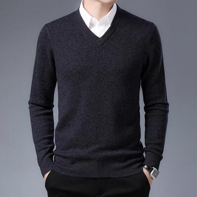 季新中年男士针羊绒毛衫男商务休闲9031-BN款领加厚保暖织冬毛衣