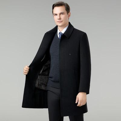 双面羊羊绒大衣6807-PL男中长款商务休闲衣毛呢风中年羽绒子内胆