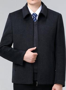 翻领双面28812-2-呢羊冬毛夹克男羊绒羽绒导胆短款内外套秋领干部