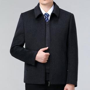 翻双面羊毛夹克男羊呢绒羽内绒胆28812短款外套领秋冬领导干部呢
