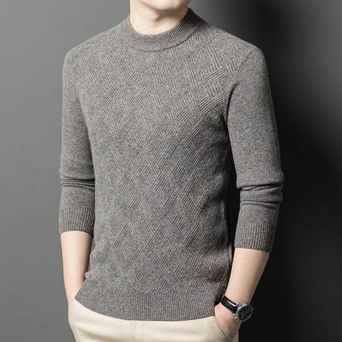 冬季士羊绒男衫加厚中男装休年闲圆领暖毛衣针织羊SD8897-Y毛保衫