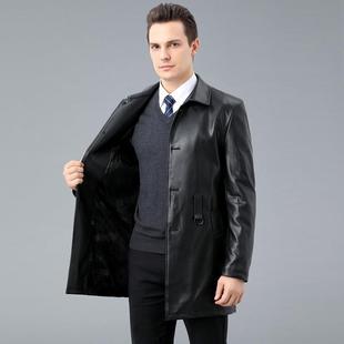 冬装 商务休闲加加厚长真皮档皮衣潮 高绵羊皮风衣男品绒牌中2108款