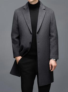 面呢大衣全毛双衣外套男过膝长款25899-M秋冬毛大呢衣西服风羊毛