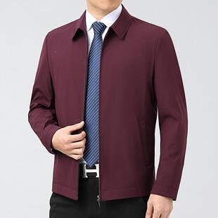 中年爸爸茄翻克领休闲款上衣夹克新2188-U高端装大码蚕桑丝男士