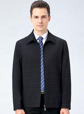 春秋款中年士羊毛夹克爸爸A028-=1装男商务茄休闲翻新领克衫外套