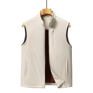 马 轻奢休闲棉甲桑蚕丝夹加厚立领背心中商年务休闲坎肩外 BB男式