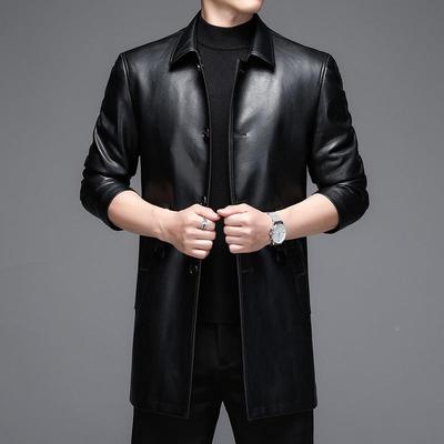 秋新款冬皮翻领绵羊暖新款男装衣中长款加绒保中2108+E年皮外套