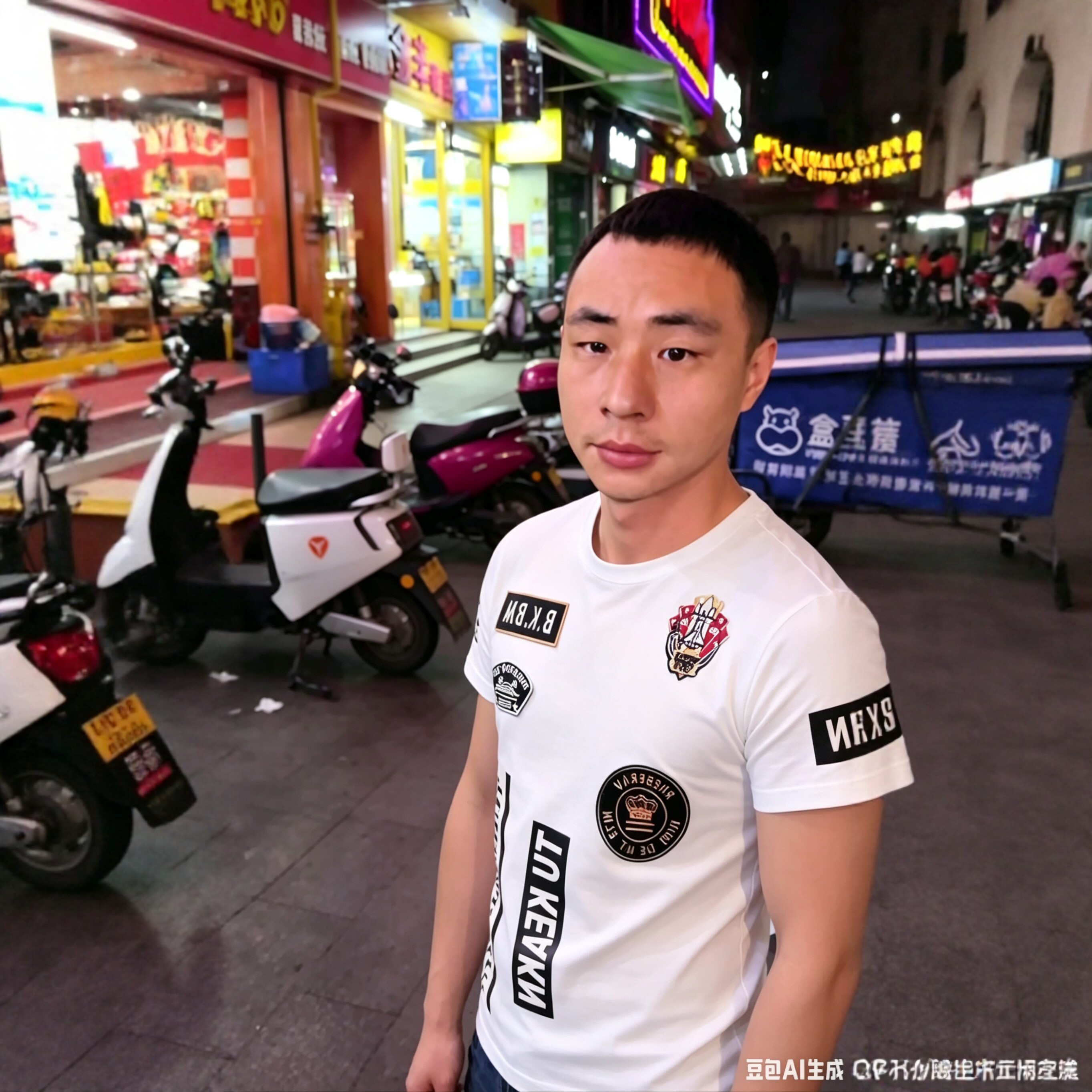 夏季短袖T恤男潮牌徽章刺绣青年修身欧美风潮流时尚半袖