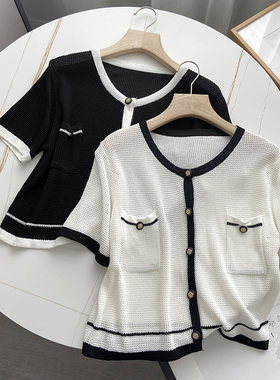 档口清仓 韩版双口袋薄款针织衫 短袖T恤 女