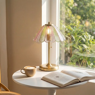法式美式中古复古彩色裂纹琉璃氛围卧室茶几酒店轻奢装饰蝶梦台灯