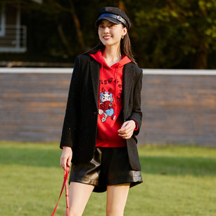 外套 高级黑色细闪气质西装 1E10W1088 时尚 歌蒂诗早秋专柜新款