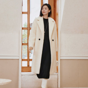 大翻领高级气质羊剪绒大衣 时尚 8E43C1520 专柜新款 歌蒂诗冬季