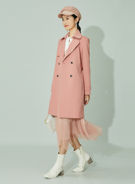 【柳哥严选】歌蒂诗时尚通勤气质双排扣中长款风衣外套3B36F2192