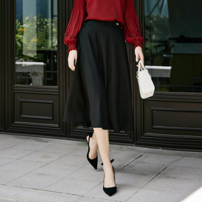 歌蒂诗春专柜新款优雅气质高腰显瘦大裙摆A字半身裙1E10Q3059