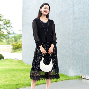 高腰修身 优雅女连衣裙 中长裙1D11L3511 专柜新款 歌蒂诗春季