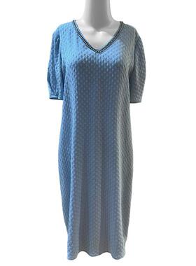 歌蒂诗夏季专柜新款经典桃心领桑蚕丝浅蓝色连衣裙 1F23L2579