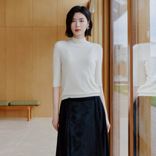 100绵羊毛 女 春季 简约中高领毛织衫 8F10Z1555 专柜新款 歌蒂诗