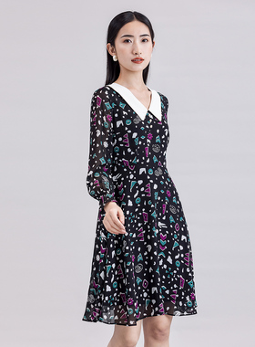 【柳哥严选】歌蒂诗娃娃领碎花女连衣裙收腰显瘦复古裙1B11L0229