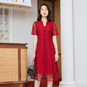 歌蒂诗夏季 优雅大气双层网纱刺绣连衣裙女1C21L1258 专柜新款