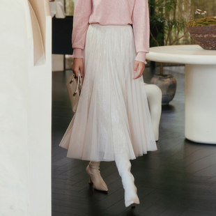 8E41Q3416 优雅气质显瘦仙气网纱半身长裙 歌蒂诗冬季 专柜新款