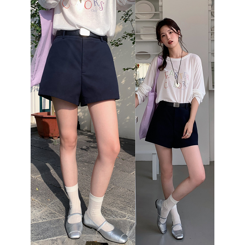 【歌铭】纯色简约A字阔腿休闲裤女夏季新款高腰a字包臀短款N386C