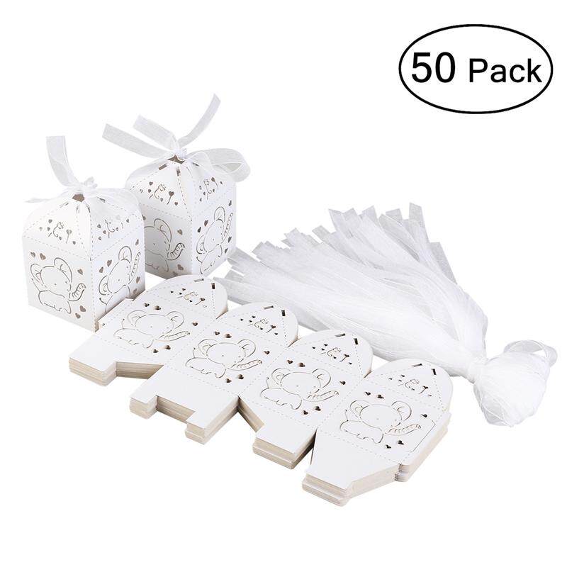 50pcs hollow out fashion elephant pattern candy boxes gift b