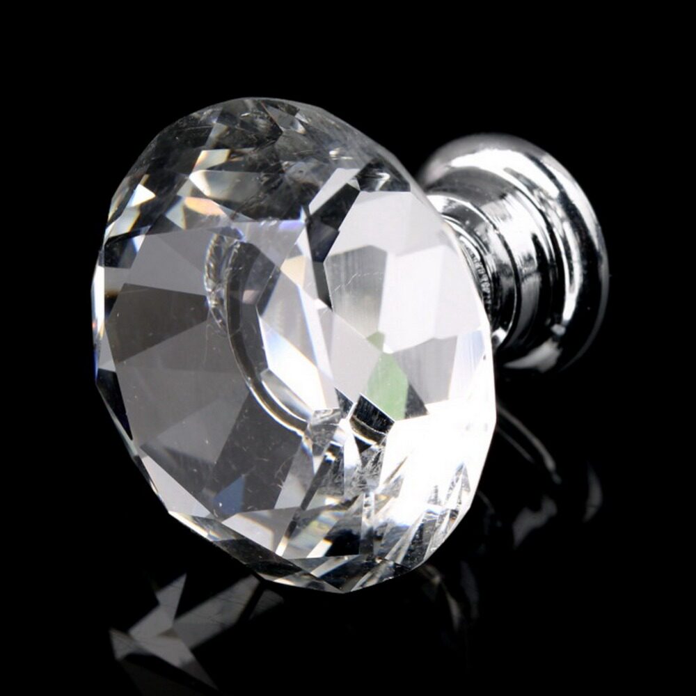 10 pcs 30mm diamond shape crystal glass door handle knob for