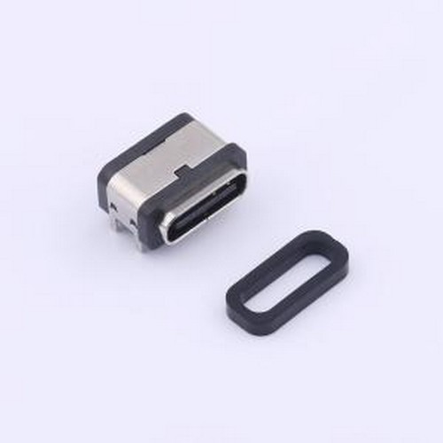 TYPE-C 6PFS 4J-H7.5 IPX8 USB连接器 Type-C 母 卧贴 两件套 SMD