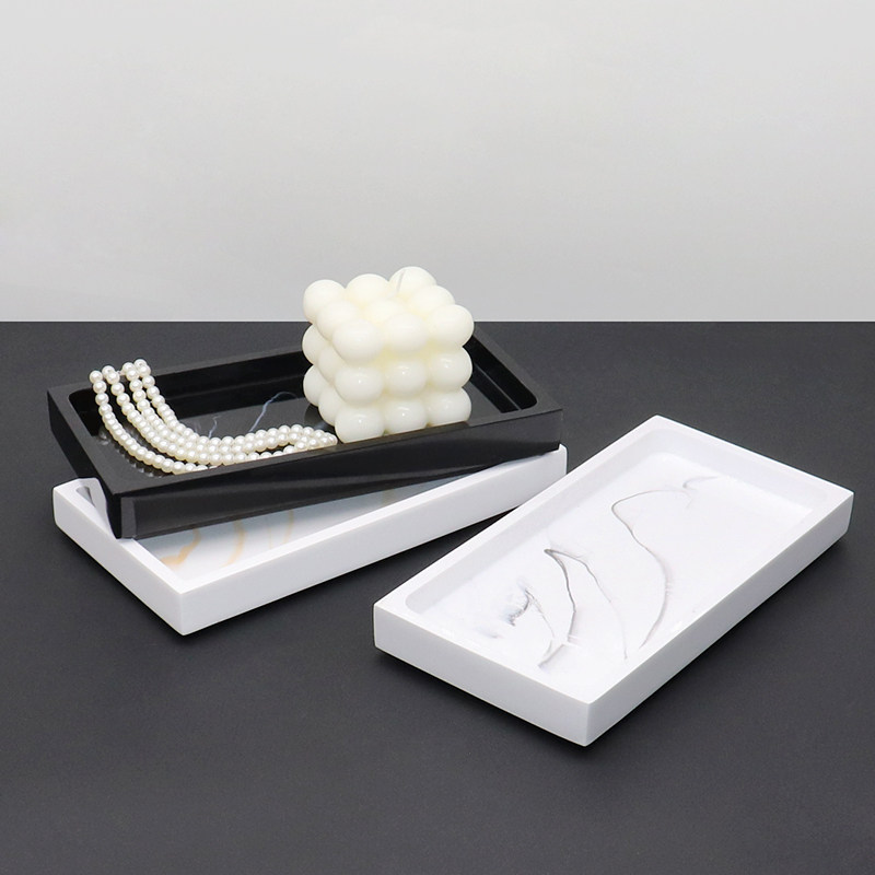 卫浴洗漱用品托盘酒店毛巾托盘样板间摆件收纳盘子洗手间托盘套装