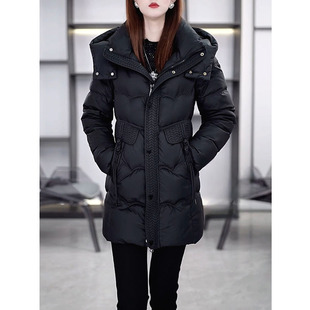 小香风中款羽绒服女2025秋冬新款时尚洋气小个子显瘦鸭绒保暖外套