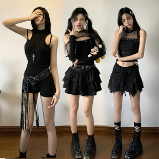 暗黑哥特风JAZZ爵士舞蹈套装 DS演出服主播性感酒吧辣妹领舞服跳舞