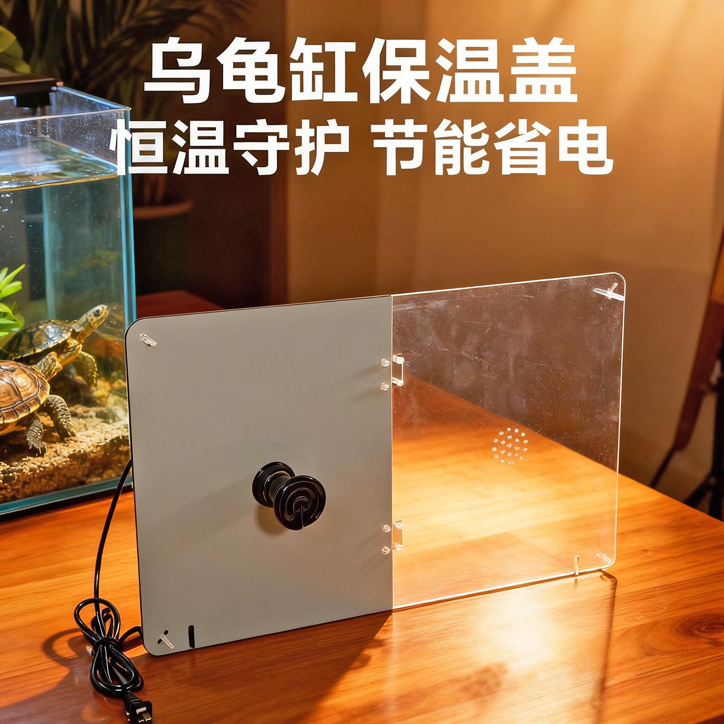 乌龟缸保温盖恒温守护节能省电水龟加热设备亚克力透明盖板龟箱盖