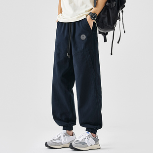WASSUP男士纯棉工装束腿裤夏季潮流美式痞帅薄款休闲裤运动百搭裤