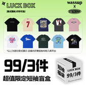 WASSUP联名潮牌3件装 纯棉重磅T恤盲盒 男女情侣同款 短袖 福袋夏季